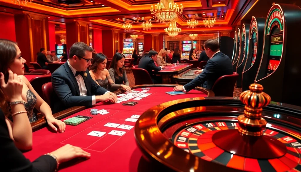 Experience the excitement of rr88.com with glamorous casino activities featuring poker players at luxurious tables.